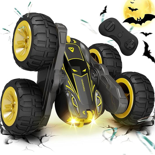 Tecnock Remote Control Car for Kids, 2.4GHz RC Car with USB-C Easy Charging, 4WD Double Sided 360° Rotates and Flips RC Stunt Car, Toys Gift for Boys and Girls