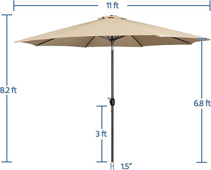 Yaheetech 11FT Patio Umbrella Outdoor Market Table Umbrella with Push Button Tilt & Crank for Garden/Lawn/Deck/Backyard/Pool/Beach, 8 Ribs, Tan