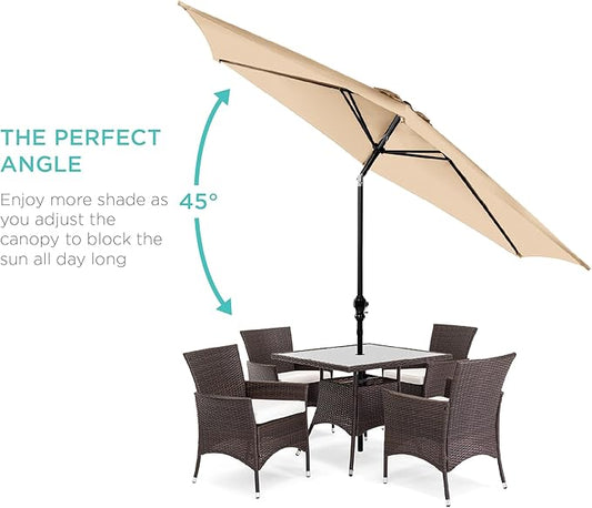 Best Choice Products 10ft Outdoor Steel Polyester Market Patio Umbrella w/Crank, Easy Push Button, Tilt, Table Compatible - Sand