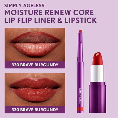 COVERGIRL Simply Ageless Lip Flip Liner, Brave Burgundy, Pack of 1 (Pack of 2)