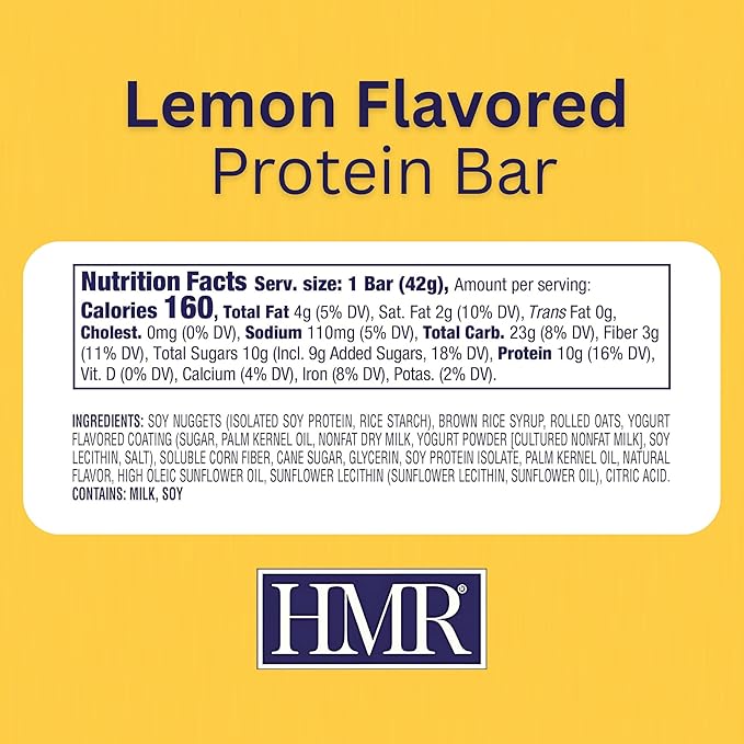 HMR Bar, Lemon Protein Bar | 10g of Protein | Nutritious Snack to Support Weight Maintenance | Low Calorie Dessert | | 24 Count