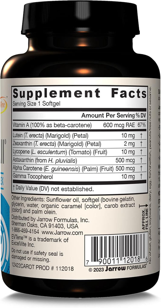 Jarrow Formulas CarotenAll, Dietary Supplement, Antioxidant Support for Vision and Cardiovascular Health, 60 Softgels, Up to a 60 Day Supply