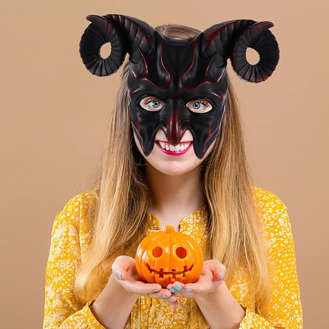 Ox Horn Mask Horns Masquerade Mask Animal Half Face Mask for Festival Party Halloween Costume Cosplay