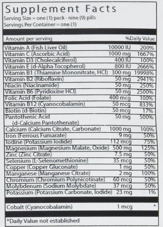 Vital Bulk Daily Health Kit Packet Multivitamin & Mineral Supplements 30 Count Bag