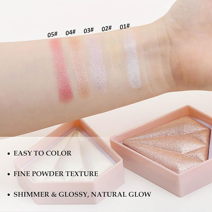 Boobeen Highlighter Makeup Palette, Baked Highlighter Bronzer Powder