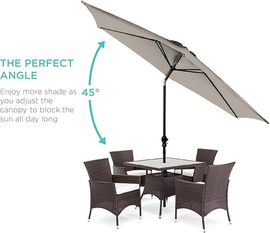 Best Choice Products 10ft Outdoor Steel Polyester Market Patio Umbrella w/Crank, Easy Push Button, Tilt, Table Compatible - Beige