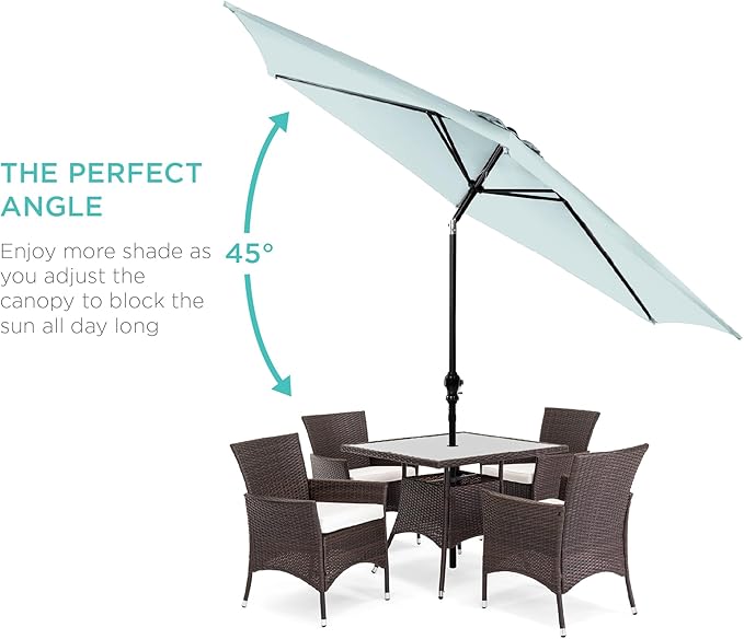 Best Choice Products 10ft Outdoor Steel Polyester Market Patio Umbrella w/Crank, Easy Push Button, Tilt, Table Compatible - Baby Blue