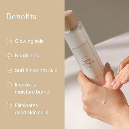 I'm from Rice Mask 3.88 Oz + Toner 1.01 Fl Oz, Korean Exfoliate and Glow Set, Smooth and Glowing Skin, Wash Off Mask for Dry Sensitive Skin