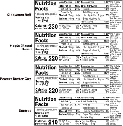 ONE Protein Bars, Sampler Variety Pack, Gluten Free with 20g Protein and 1g Sugar, Pantry Staples, 2.12 oz (8 Count)