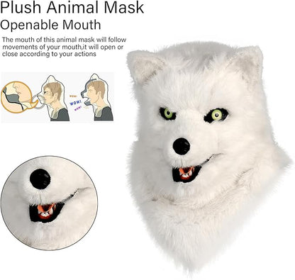 HAOAN Furry Dog Mask Animal Wolf Full Head for Halloween Fancy Dress Party Cosplay Costume Women Men