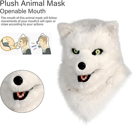 HAOAN Furry Dog Mask Animal Wolf Full Head for Halloween Fancy Dress Party Cosplay Costume Women Men