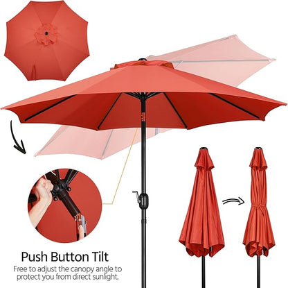 Yaheetech 9FT Patio Umbrella Outdoor Umbrella Patio Yard Market Table Umbrella with Push Button Tilt & Crank for Garden/Beach/Lawn/Deck/Backyard/Pool, 8 Ribs, Orange