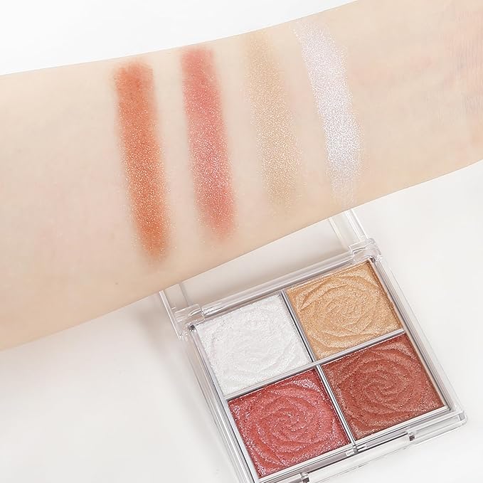 Boobeen Blush and Highlighter Palette- 4-color Metallic Shimmer