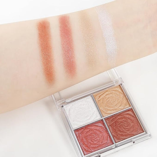 Boobeen Blush and Highlighter Palette- 4-color Metallic Shimmer