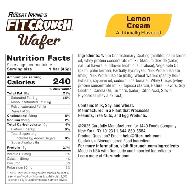 FITCRUNCH Wafer Protein Bars, 16g of Protein & 1-3g of Sugar (9 Bars, Variety Pack)