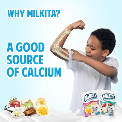 Milkita Creamy Shake Candy Pack of 4, Gluten Free Chewy Candies with Calcium & Real Milk, Zero Trans Fat, Low-Sugar, Assorted Neapolitan Flavors (Vanilla, Strawberry, Chocolate) & Tropical Flavors (Banana, Honeydew, Mango), 120 Pcs