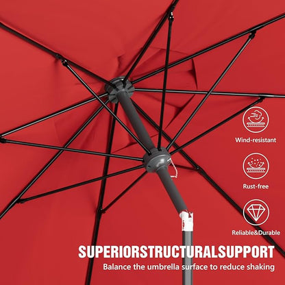 Patio Umbrellas, Pool Umbrella, Outdoor Umbrella with Push Button Tilt/Crank, Deck Umbrellas, Market Umbrela Table for Backyard, Deck, Garden, Pool