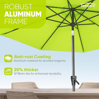 Tempera Patio Market Outdoor Table Umbrella with Push Button Tilt and Crank,Large Sun Umbrella with Sturdy Pole&Fade resistant canopy,Easy to set