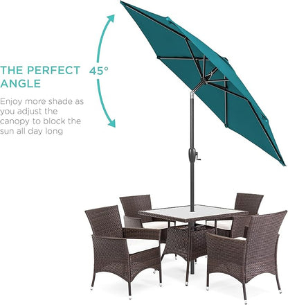 Best Choice Products 7.5ft Heavy-Duty Round Outdoor Market Table Patio Umbrella w/Steel Pole, Push Button Tilt, Easy Crank Lift - Cerulean