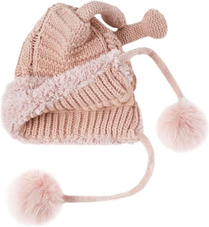 DOCILA Winter Beanie Hat for Women Warm Fleece Lined Pom Knit Earflap Hats Cute Outdoor Snow Ski Skull Cap