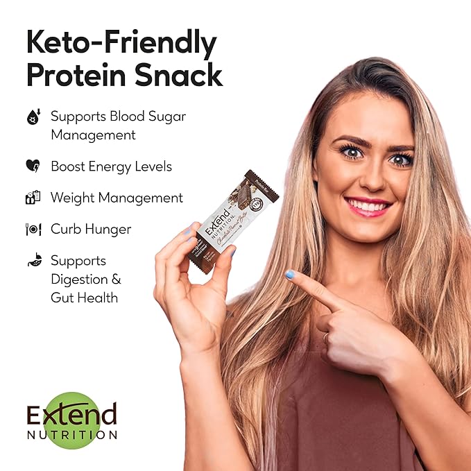 Extend Sugar Free Protein Bars, Perfect Diabetic Snacks, High Protein and Fiber, Hunger Control & Steady Energy, Low Carb, Keto Friendly, Chocolate Peanut Butter, 12 Count