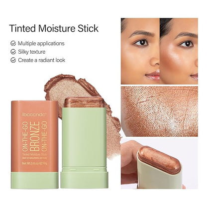 MEICOLY Cream Bronzer Stick, Natural Highlight Contour Makeup,Face Highlighter Stick,Contour Stick Facial Contouring Stick,Buildable Face Bronzer Face Shaping,Waterproof,04 Beach Glow