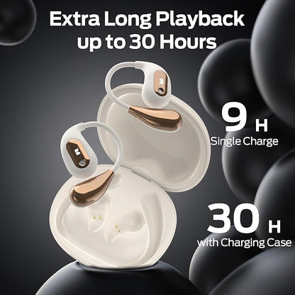 Monster Open Ear AC210 Headphones, Bluetooth 5.4 Earphones Stereo Sound, Wireless Headphones 30 Hours Playback, Type-C Charging, IPX5 Waterproof Open Ear Earbuds,White