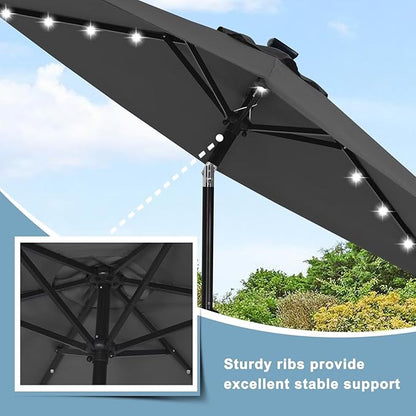 ABCCANOPY Durable Solar Led Patio Umbrellas with 24LED Lights 7.5FT (Dark Gray)