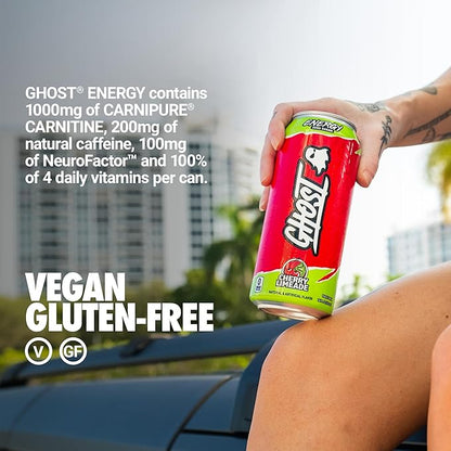 GHOST Energy Drink - 12-Pack, Cherry Limeade, 16oz - Energy & Focus & No Artificial Colors - 200mg of Natural Caffeine, L-Carnitine & Taurine - Gluten-Free & Vegan