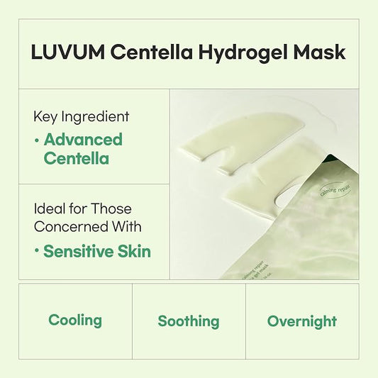 Calming Repair Cica Gel Mask, Centella, Overnight Hydrogel Mask, 4+1 Pack