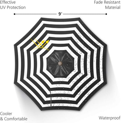 7.5Ft/9Ft Patio Umbrella, UV Protect Pool Umbrella with Heavy Duty Pole,Outdoor Umbrella with Push Botton Tilt & Crank