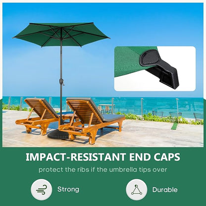 Abba Patio 7.5FT Lyon Outdoor Patio Umbrella Outdoor Table Umbrella with Push Button Tilt and Crank Market Umbrella 6 Sturdy Ribs UV Protection Waterproof for Garden Deck Backyard Pool Dark Green