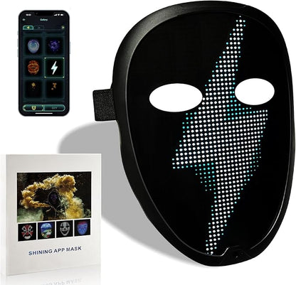 Depointer Life 2023 New Led Mask with Rechargeable Bluetooth-compatible App Controlled, Customizable Shining Mask, LED Lighted Face Transforming Mask For unisex-Adult
