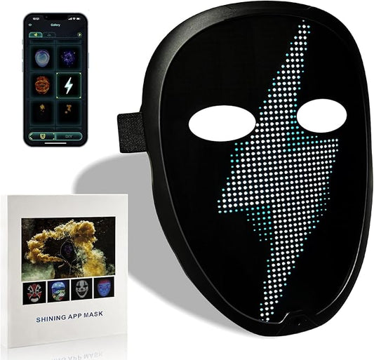 Depointer Life 2023 New Led Mask with Rechargeable Bluetooth-compatible App Controlled, Customizable Shining Mask, LED Lighted Face Transforming Mask For unisex-Adult