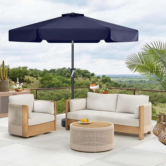 MASTERCANOPY Valance Patio Umbrella for Outdoor Table Market (7.5ft, Navy Blue)