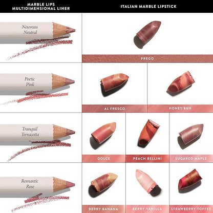 LAURA GELLER NEW YORK Marble Lips Multidimensional Liner, Romantic Rose - Marbleized Smooth Glide Sharpenable Lip Liner for Fuller Lips