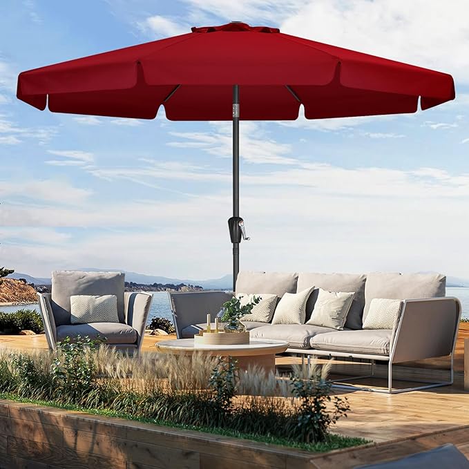 MASTERCANOPY Valance Patio Umbrella for Outdoor Table Market -8 Ribs (11ft,Burgundy)