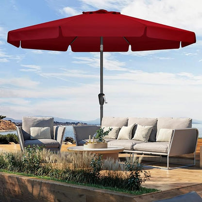 MASTERCANOPY Valance Patio Umbrella for Outdoor Table Market -8 Ribs (11ft,Burgundy)
