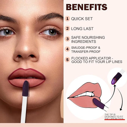 Peel Off Lip Liner Stain, Infused with Nourishing Ingredients & Vitamin E, Quick Set Lip Stain Peel Off Long Lasting For All Skin Types, #006 Love Poems