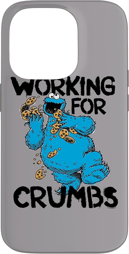 iPhone 14 Pro Sesame Street Cookie Monster Working for Crumbs Case