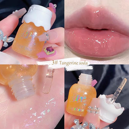 Petansy Mrettick 5 Colors Shimmer Lip Gloss Set Hydrating Lip Glow Oil Cute Hydrating Tinted Lip Transparent Balm Set Moisturizing, Long-Lasting