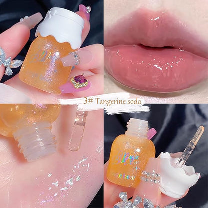 5 Colors Shimmer Lip Gloss Set Hydrating Lip Glow Oil Cute Hydrating Tinted Lip Transparent Balm Set