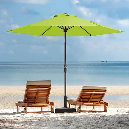 JEAREY 7.5FT Patio Umbrella Market Table Umbrella with 6 Sturdy Ribs, Push Button Tilt/Crank Outdoor Umbrella for Garden, Deck, Backyard, Pool and Beach,Apple Green