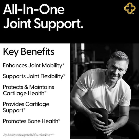 Glucosamine Chondriotin MSM All-in-One Joint Support Supplement Turmeric, Hyaluronic Acid, Boswellia, Ginger Root, Bamboo & Black Pepper Extract Supports Joint Health & Flexibility 90 Capsules