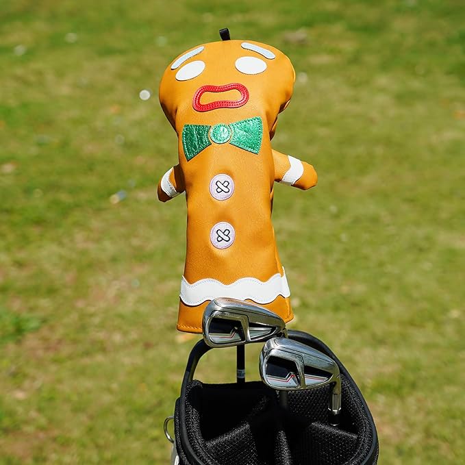 Funny Golf Club Head Cover Driver Headcover Fairway Wood Headcover Hybrid Club Head Cover Brown Monster Cookie