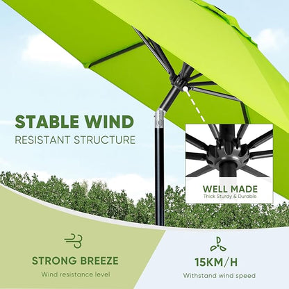 Tempera Patio Market Outdoor Table Umbrella with Push Button Tilt and Crank,Large Sun Umbrella with Sturdy Pole&Fade resistant canopy,Easy to set