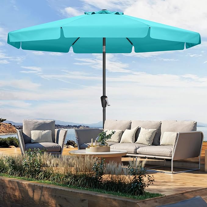 MASTERCANOPY Valance Patio Umbrella for Outdoor Table Market -8 Ribs (11ft,Turquoise)