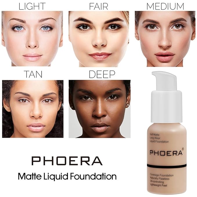 PHOERA Foundation Full Coverage,PHOERA Concealer Lightweight Full Coverage,PHOERA Complexion(101 Porcelain+101#LIGHT)