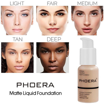 PHOERA Foundation,6Pcs Matte Liquid Lipstick Makeup Set, Matte
