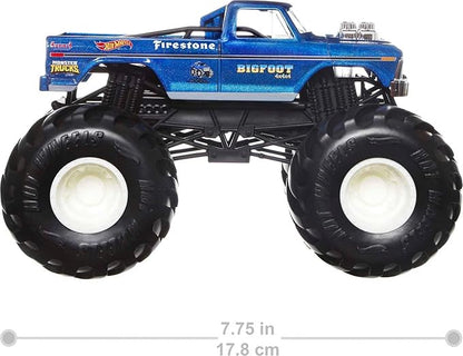 Hot Wheels Toy Monster Trucks, Die-Cast Bigfoot in+U53 1:24 Scale, Oversized Play Vehicle for Kids & Collectors